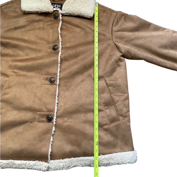 NWT UGG Dez Bonded Oversized Winter Brown Faux Fur Buttoned Jacket Coat (size S) - Picture 9 of 10